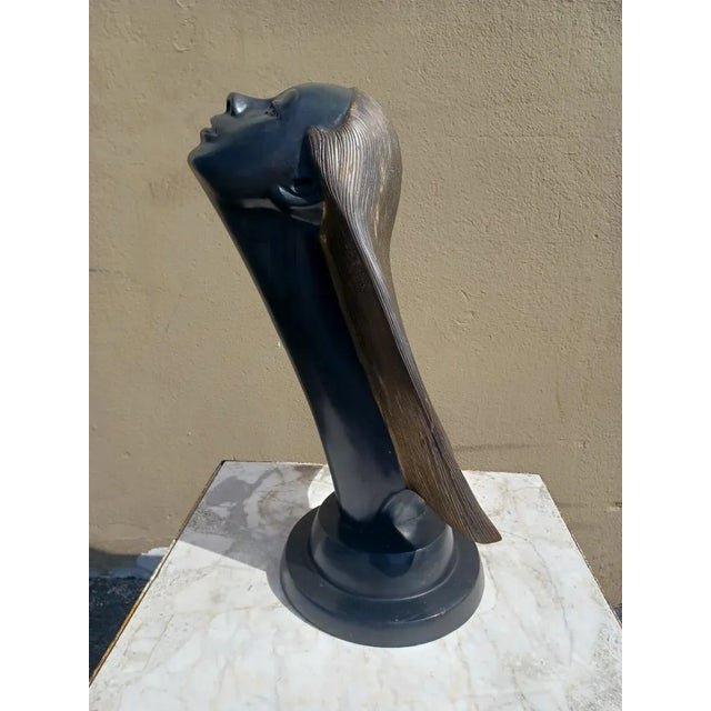 Art Deco Vintage Mid Century Bronze Art Deco Woman's Head For Sale - Image 3 of 5