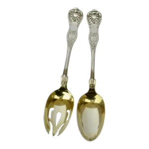 Bailey Banks & Biddle Gilt Sterling Salad Set Circa 1900 - a Set of 2