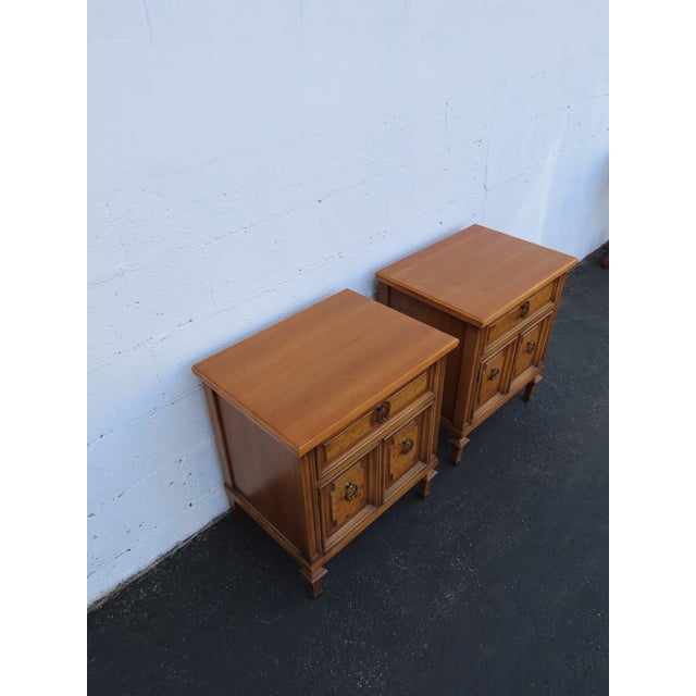 Burlwood Nightstands Bedside Side End Tables a Pair 6907 For Sale - Image 11 of 16