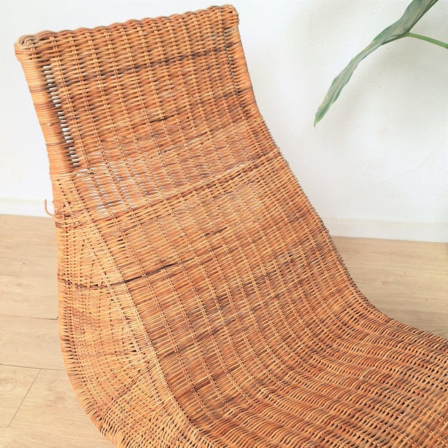 Vintage Rattan Chaise Longue by Carl Öjerstam for Ikea, 1990s For Sale - Image 3 of 9