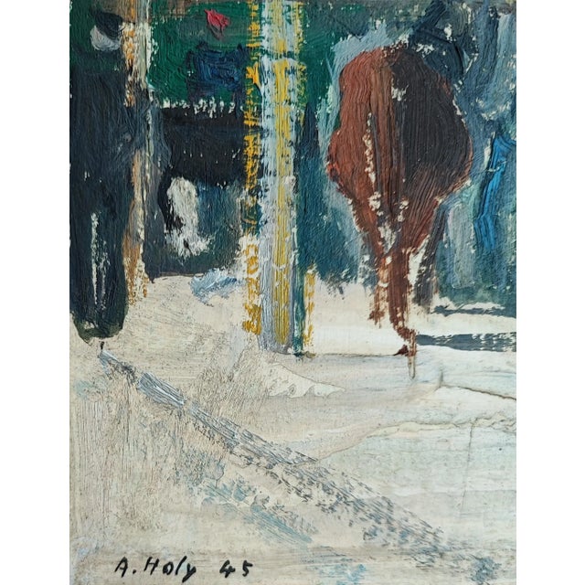 Modern Adrien Holy, Scène de marché, 1955, Oil on Cardboard For Sale - Image 3 of 10