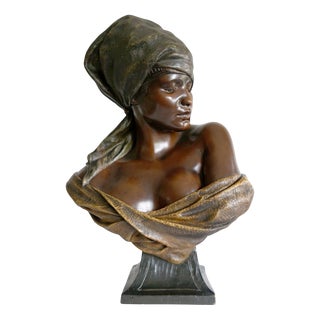 Terracotta Sculpture of Bedouin Woman by E. M. Lévèque for Friedrich Goldscheider, 1897 For Sale