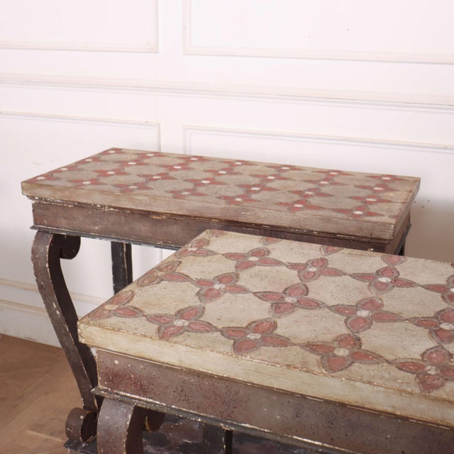 Wood Spanish Painted Console Tables, 1890s, Set of 2 For Sale - Image 7 of 10
