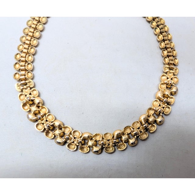 Vintage Signed Napier Goldtone Jewel Tone Rhinestone Collar Necklace For Sale In Philadelphia - Image 6 of 11