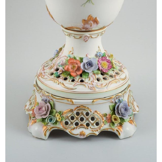Dresden, Germany. Colossal lidded porcelain vase on stand. Impressive vase of high quality. In three parts. Lavishly...