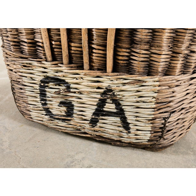 French Champagne Grape Vineyard Harvest Woven Wicker Basket For Sale - Image 17 of 18