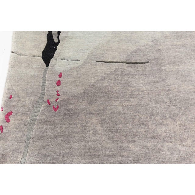 Textile Handmade Grey, Ivory, Pink Splatter Rug by Eskayel for Doris Leslie Blau For Sale - Image 7 of 12