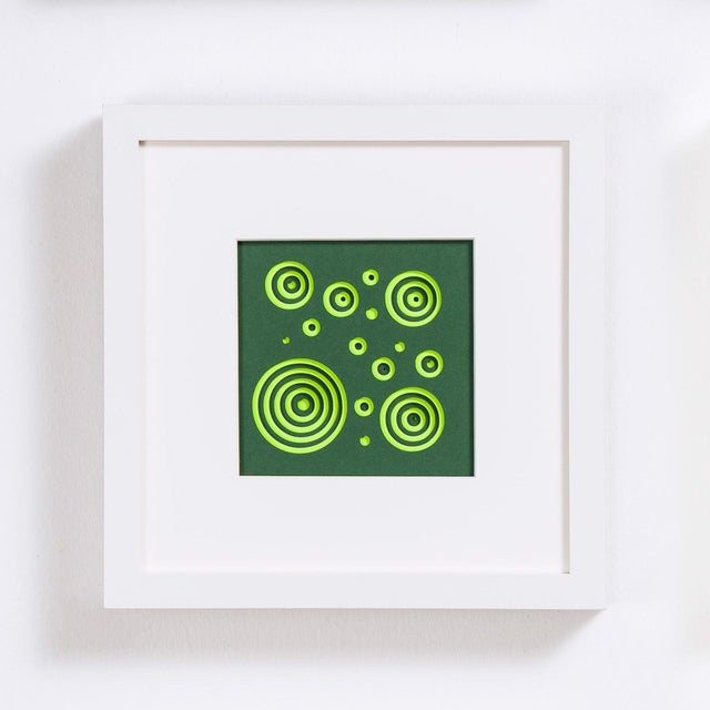 Abstract Neon Ivy by Daria Aksenova | Hand cut, suspended, layered coloured paper abstract shapes For Sale - Image 3 of 4