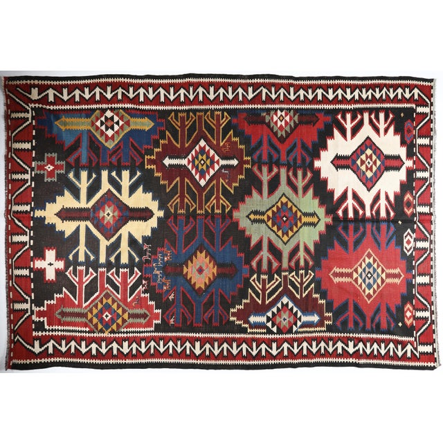 One of akind handmade flatweave Antique early 20th ( 1910 to 1920 ) Caucasian shirvan Kuba kilm, it is good original...