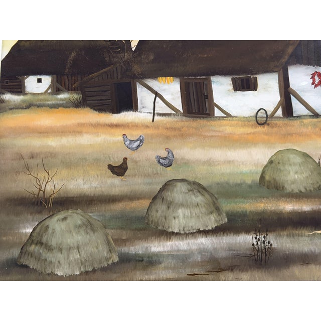 1980s Zlatko Huzjak, Landscape Composition, 1980s, Oil Painting on Glass, Framed For Sale - Image 5 of 8
