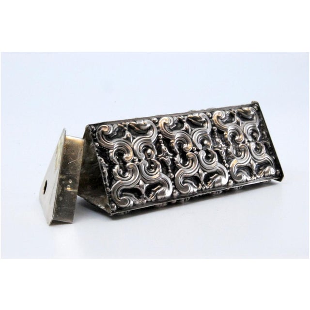 Silver Toothpick Holder Embossed on Both Sides, in Good conditions. Designed 1980 to 1989