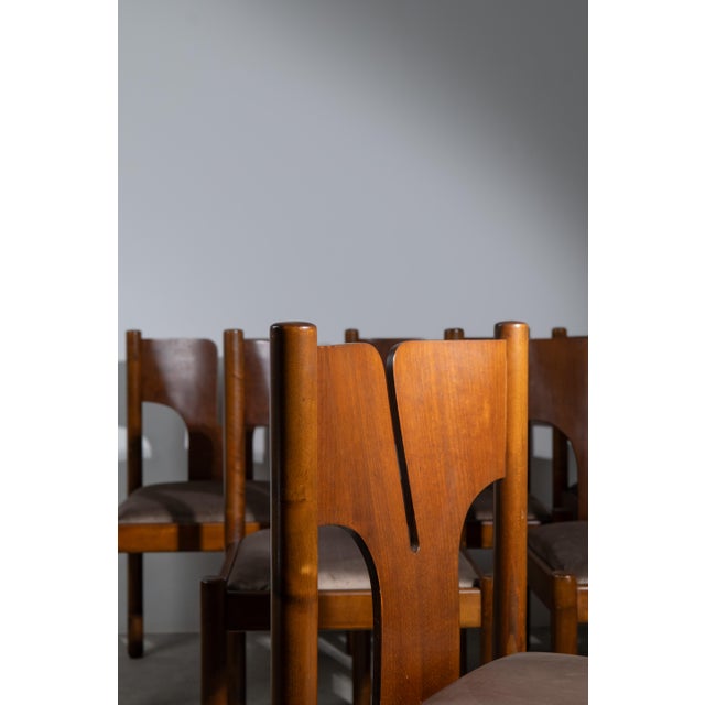 Brown Vintage Italian Chairs from Mobilgirgi, 1970s, Set of 6 For Sale - Image 8 of 16