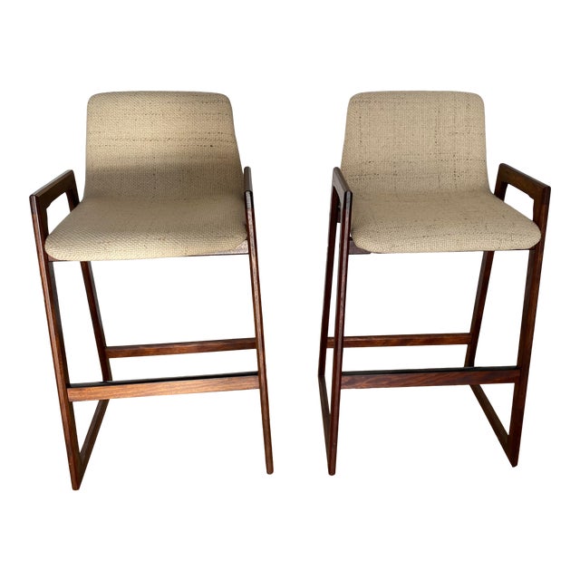 Mid Century Modern Teak Danish Bar Stools - a Pair For Sale