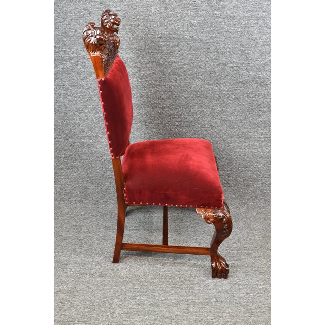 Traditional Vintage Renaissance Revival Style Lion Heads Fireside Accent Chair For Sale - Image 3 of 11