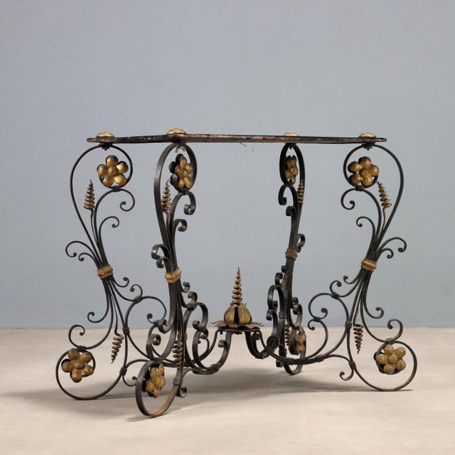 Black Small Italian Table in Lacquered Wood and Iron For Sale - Image 8 of 9