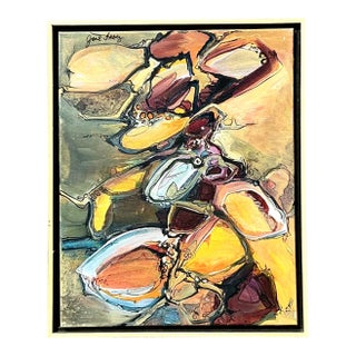 Vintage Boho Original Abstract Oil on Canvas For Sale