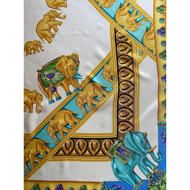 Cartier Cartier Silk Scarf - Multi Elephant - “Must Be Cartier” For Sale - Image 4 of 9