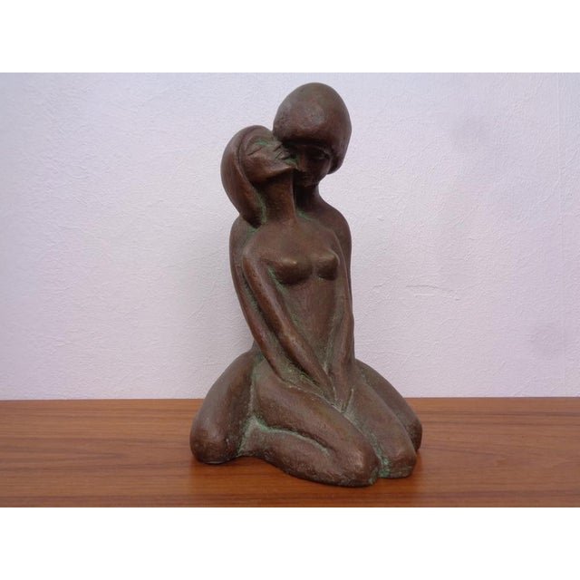 Handcrafted Stoneware Loving Couple Figure from Achatit Werkstätten, Germany, 1960s For Sale - Image 4 of 18