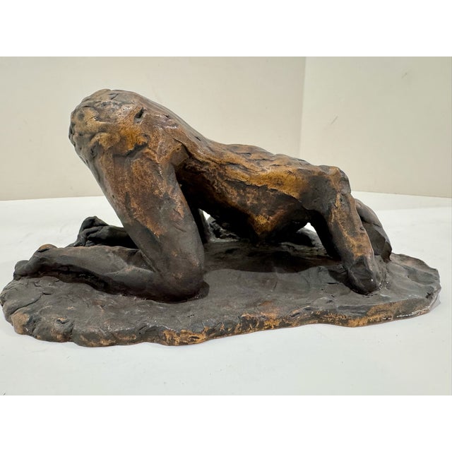 1960s 1960s Larry Mohr Bronze Crouching Female Figure Sculpture Signed From Artist Estate For Sale - Image 5 of 7