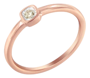 14K Rose Gold Plated .925 Sterling Silver 1/20 Carat Diamond Square Cushion-Shaped Miracle Set Petite Fashion Promise Ring - Size 6
