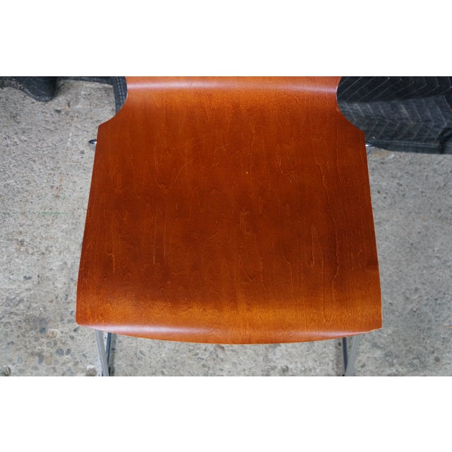 4 Mid Century Scandinavian Modern Bentwood Plywood Stacking Dining Side Chairs For Sale - Image 11 of 18