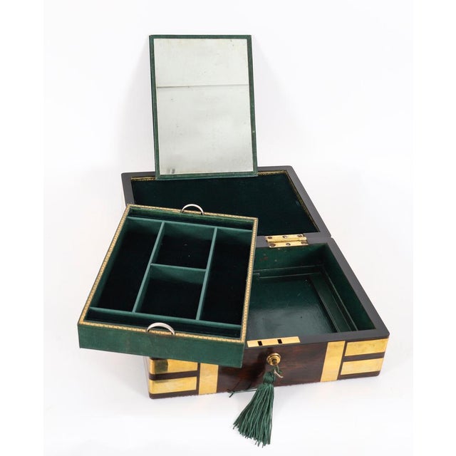 Brown Antique Victorian Gonçalo Alves Jewellery Casket from F. L. Hausburg, 1800s For Sale - Image 8 of 18