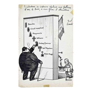 Giuseppe Scalarini, A\. is introduced into each opening, 1919, Pencil and Ink For Sale
