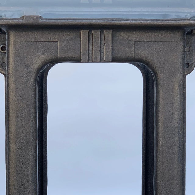 Sculptural Cast Iron Pedestal and Glass Industrial Dining / Work Table For Sale In Los Angeles - Image 6 of 7