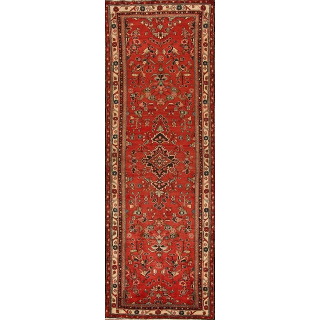 Hand-Knotted Middle Eastern Runner Rug in Wool For Sale