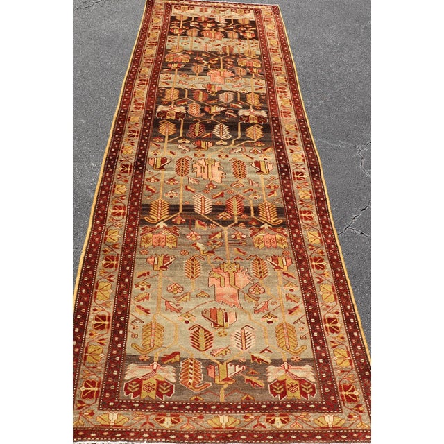 Measures: 3'8 x 13'1. Antique Persian Malayer Runner with Tree Motif Design. Keivan Woven Arts/ rug/KBE-221101, country of...