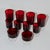 French mid-century design, Cavalier Ruby red by Cristal D'Arques-Durand, Luminarc. Four wine glasses, four cordial...