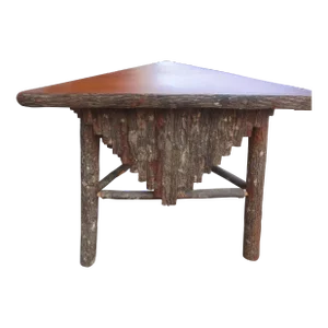 Late 20th Century Vintage Rustic Log and Bark Table