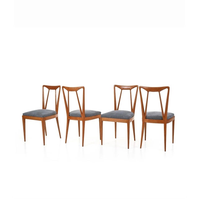 Mid-Century Modern Chairs in Light Wood with Padded Seats from La Permanente Mobili Cantù, 1950s, Set of 4 For Sale - Image 3 of 16