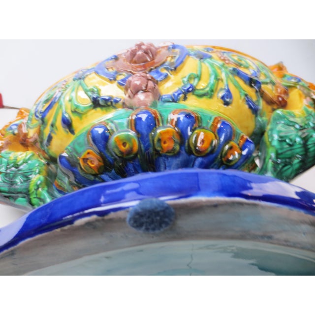 Majolica CenterBowl Barbotine Vintage 20s-30s. For Sale - Image 11 of 12