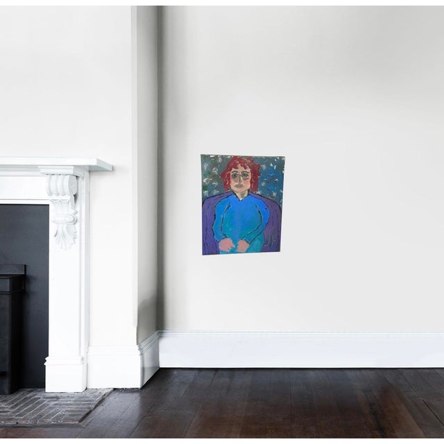 California self-taught artist JoAnne Fleming, (American, b. 1930), painted this female woman with acrylic paint on canvas...