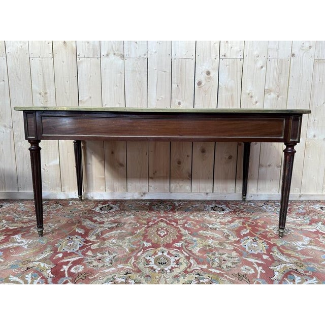 Louis Xvi Style Desk in Mahogany and Brass Trim For Sale - Image 5 of 7