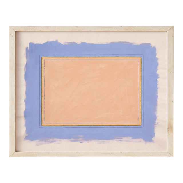 Minimalist Abstract Fine Art Print, Blush Pink & Cornflower Blue, 16 X 20 Print in Wood Frame For Sale