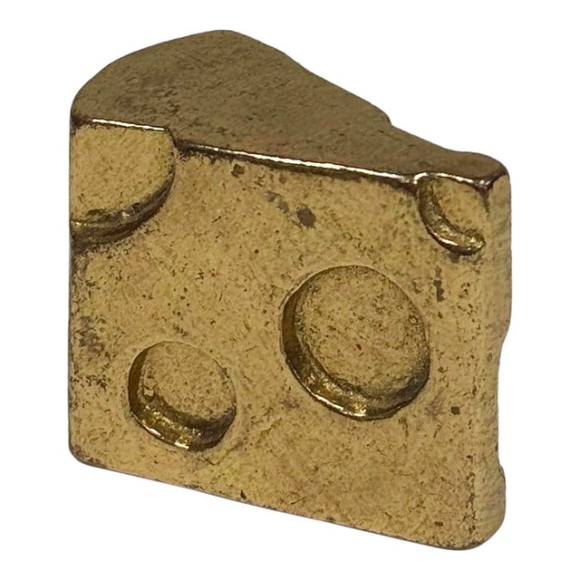 Vintage Brass Cheese Wedge Paper Weight For Sale