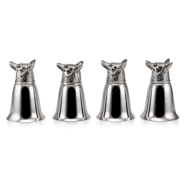 1970s Mid 20th Century Italian Silver Plated Fox Stirrup Cups, 1970s, Set of 4 For Sale - Image 5 of 13