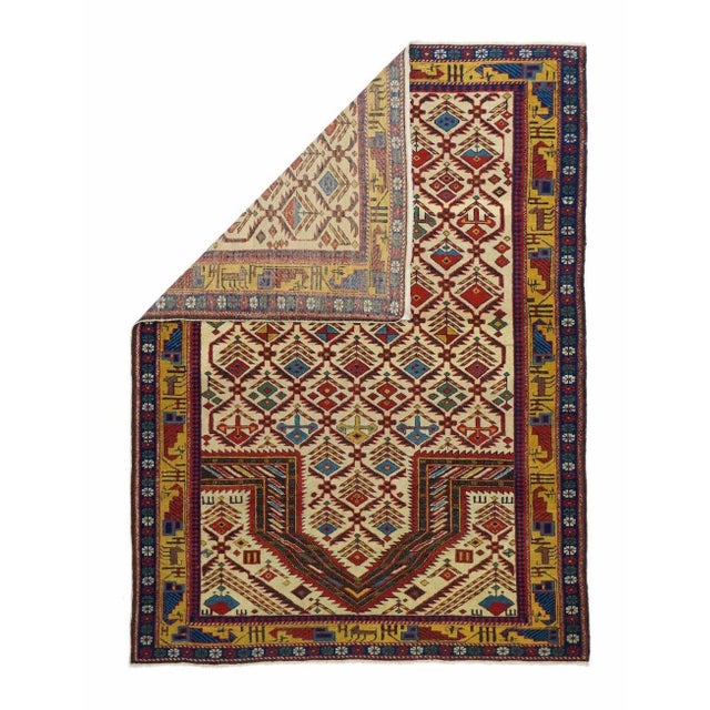 This is attributed to Marasali village in the eastern Caucasus by the beautiful honey yellow border featuring...