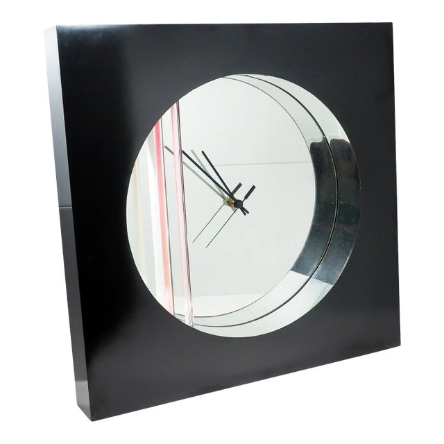1980s Postmodern Mirror Wall Clock by Jon Gilmore for Accessory Art Studios For Sale