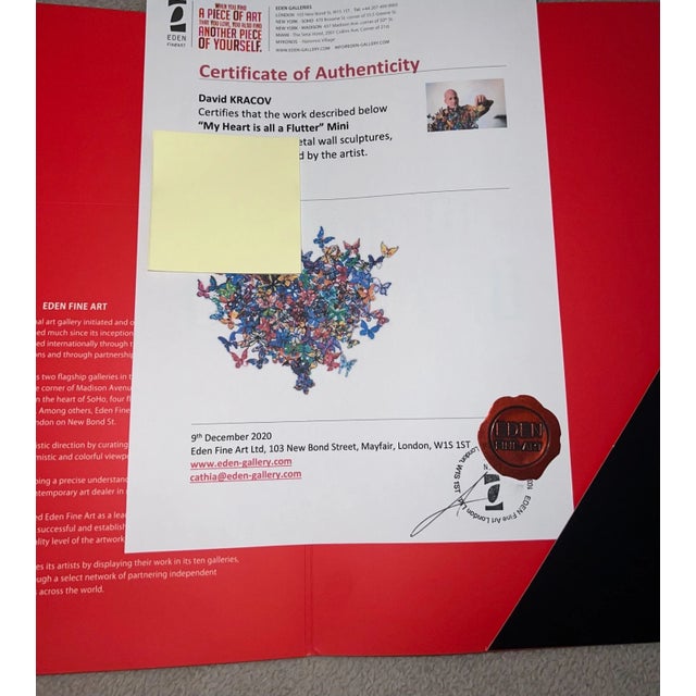 David Kracov 'My Heart Is All a Flutter' 3 Layer Metal Wall Sculpture With Coa For Sale - Image 13 of 13