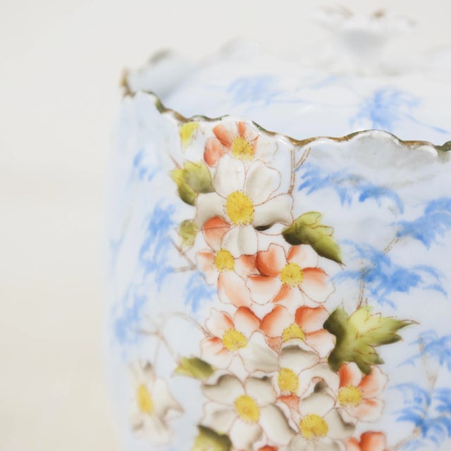 Vintage Vistorian Porcelain Canister With Floral & Gold Accents For Sale In New York - Image 6 of 9
