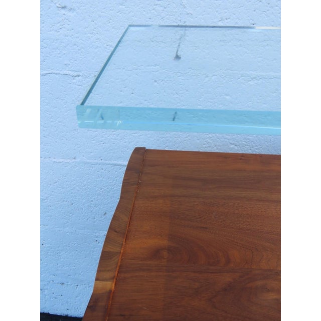 Mid Century Modern Long Glass Top Walnut Sideboard Credenza Dresser Buffet 6667 For Sale - Image 16 of 18