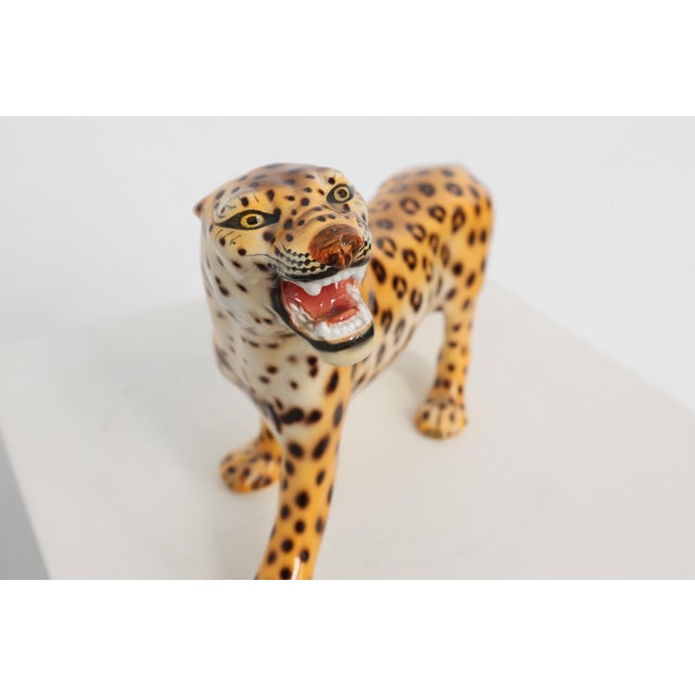 1950s Hand‑painted Ceramic Leopard Sculpture from Giovanni Rozan, Italy, 1950s For Sale - Image 5 of 11