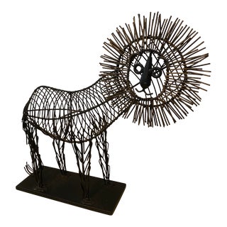 Mid Century Lion Metal Sculpture in the Style of C.Jere For Sale