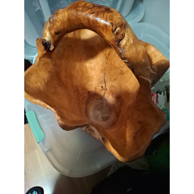 Vintage Handcarved Large Burl Wood Basket For Sale In Greenville, SC - Image 6 of 12