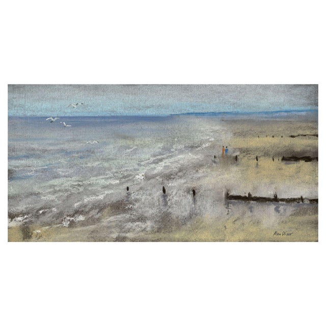 Alan Oliver, Beach Scene, 1985, Original Pastel Drawing For Sale