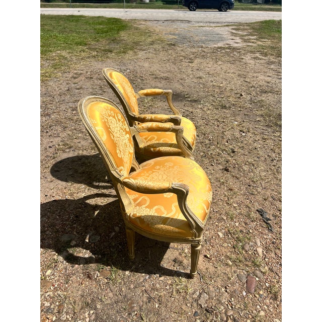 French 19th Century Louis XVI Painted Walnut Arm Chairs - Set of 2 For Sale - Image 6 of 6