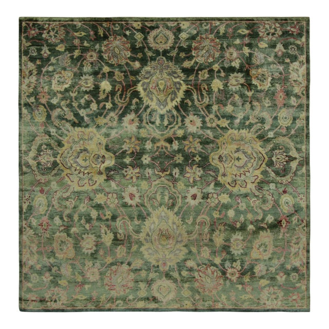 Contemporary Oushak Square Wool & Natural Silk Rug by Rug & Kilim, India For Sale
